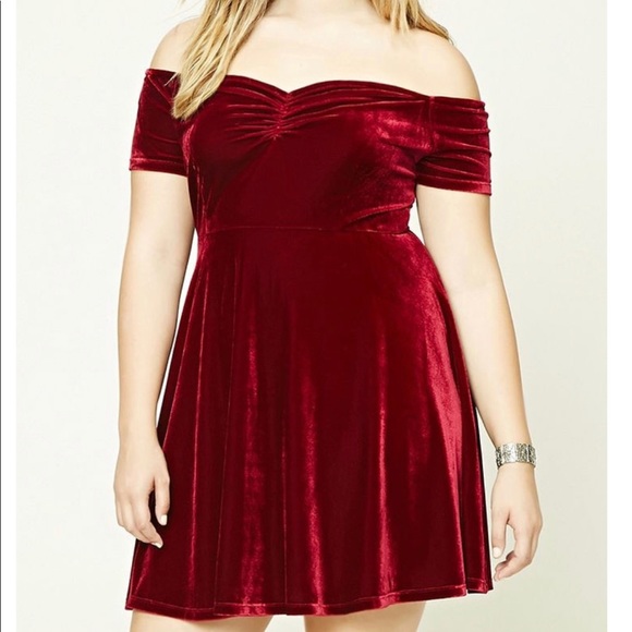 Forever 21 Dresses & Skirts - Plus size maroon velvet dress